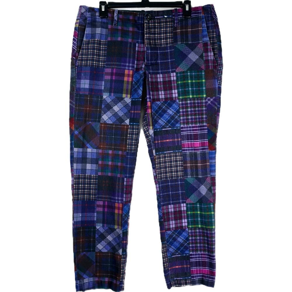 TEDDY FRESH Plaid Pants Size 36 36x28 Preppy Golf Colorful SEE PICS FLAW